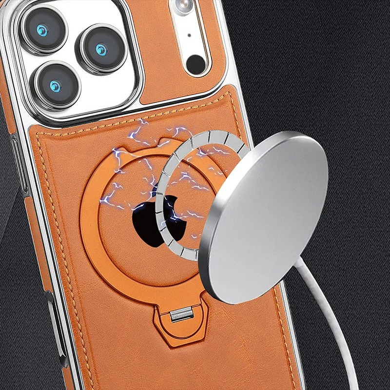 Magnetic Leather iPhone Case with 360° Rotating Stand - 11/12/13/14/15/16 Pro Max thumbnail 5