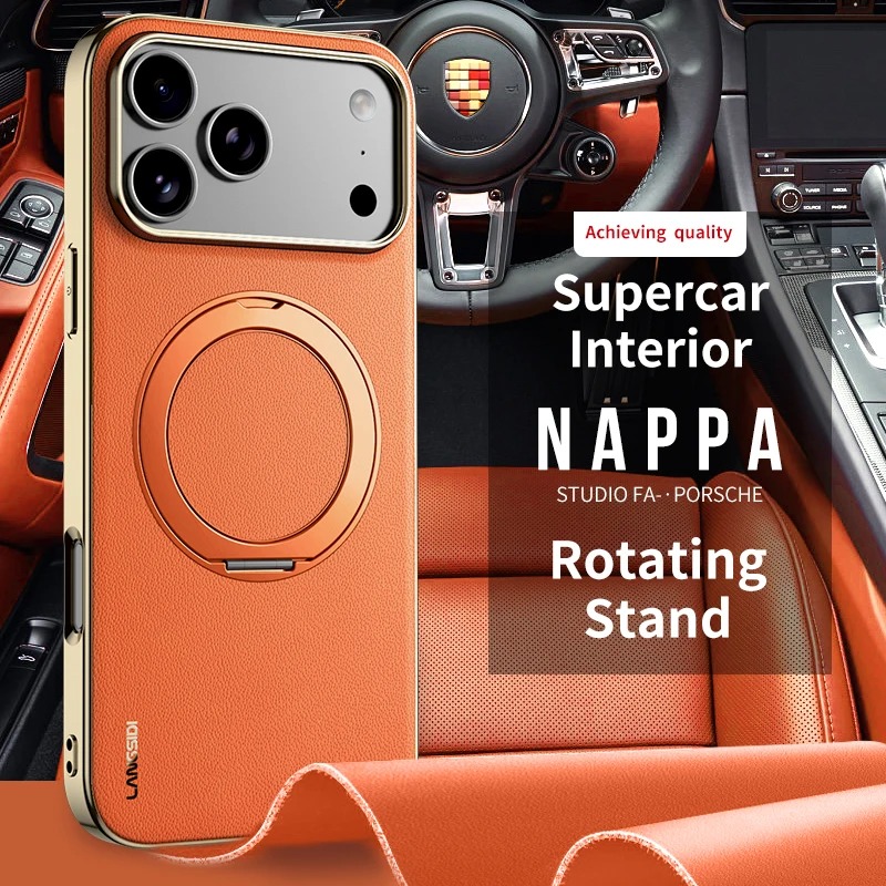 iPhone 17 Pro Max Magnetic Leather Case with MagSafe & Ring Holder thumbnail 5