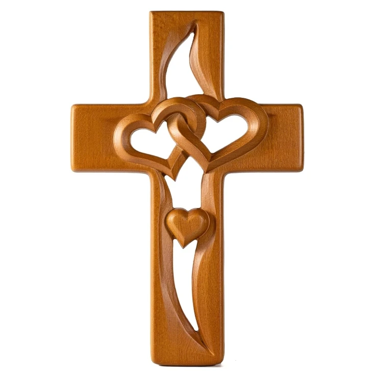 Handmade Wooden Dining Table with Carved Hearts Design - Rustic Home Furniture thumbnail 3