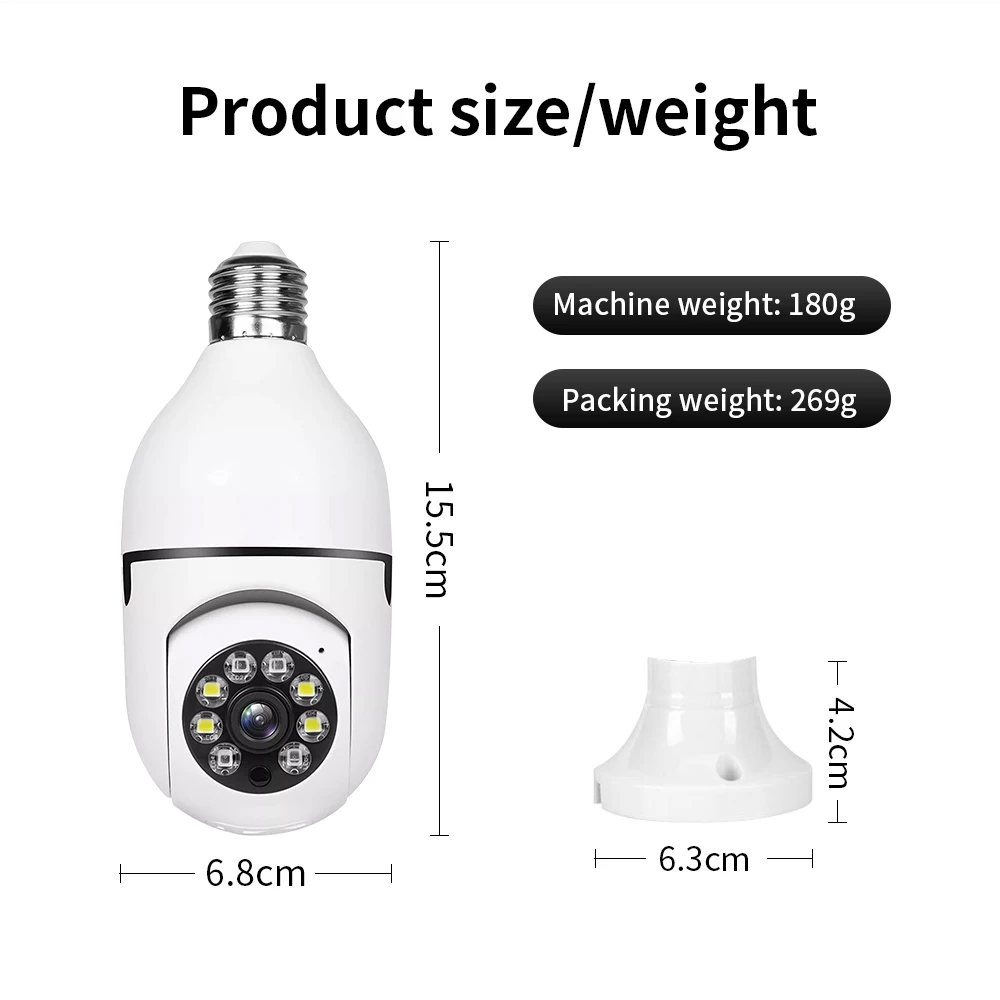 360° WiFi E27 Bulb Security Camera - Wireless Panoramic Home Surveillance Cam