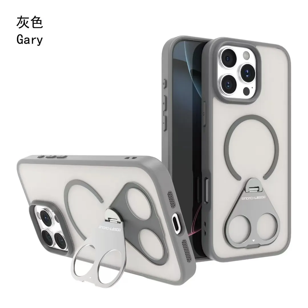 360° Magnetic Ring Stand Phone Case - Matte Soft Touch for iPhone 11-16 Pro Max