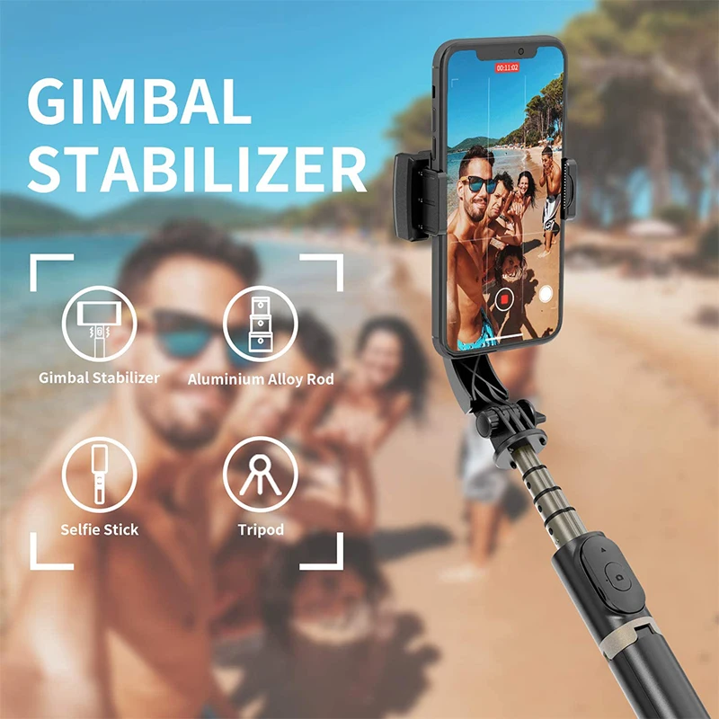 Q08 Gimbal Selfie Stick with 360° Rotation & Hidden Tripod Stand1