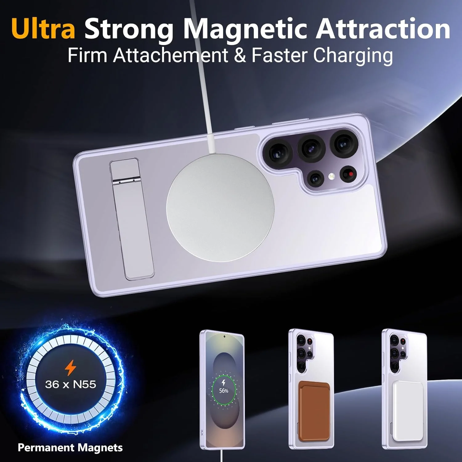 SPIDERCASE Samsung Galaxy S25 Ultra Magnetic Case - Military Grade Protection with 3-Way Stand thumbnail 2