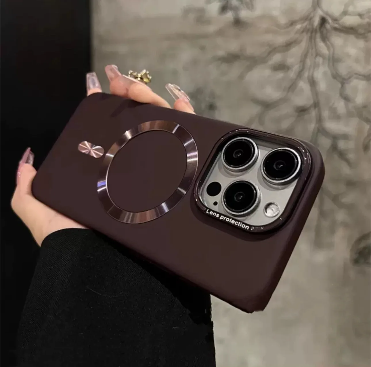 Magnetic Titanium Phone Case for iPhone 16/15 Pro Max - Gold Gray thumbnail 2