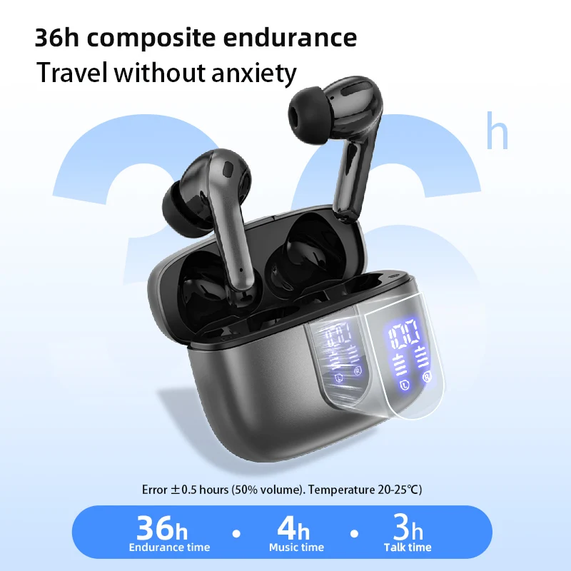 Wireless Earbuds with Noise Cancelling & Digital Display - Waterproof thumbnail 2
