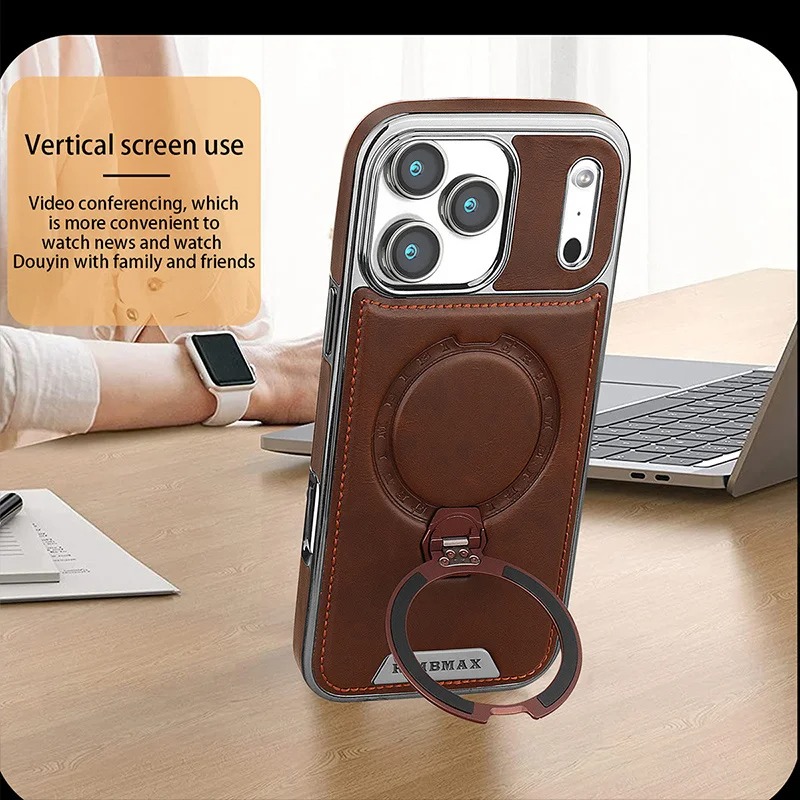 Magnetic Leather iPhone Case with 360° Rotating Stand - 11/12/13/14/15/16 Pro Max thumbnail 6