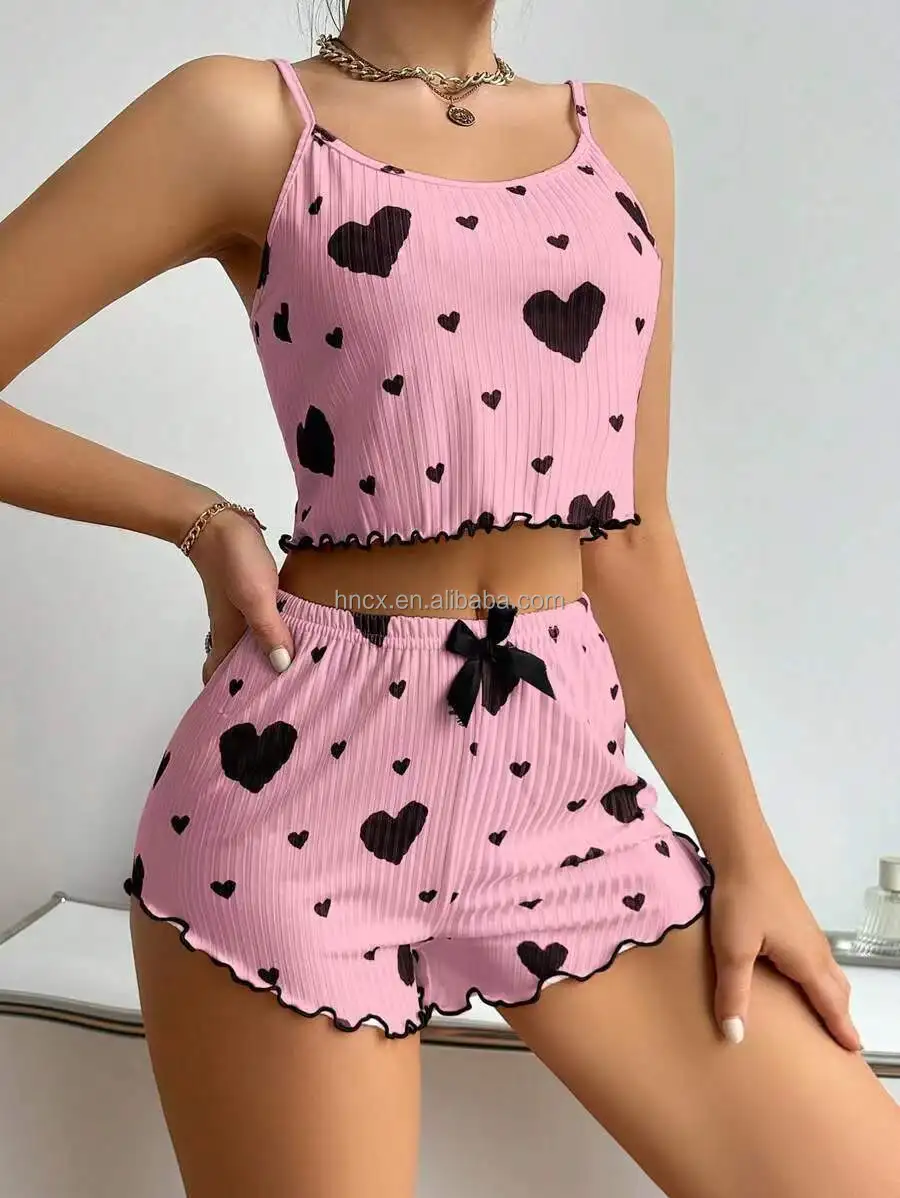 Women's XL Love Print Halter Shorts - Breathable Terry Fabric Elastic Waist Summer Pajamas thumbnail 2