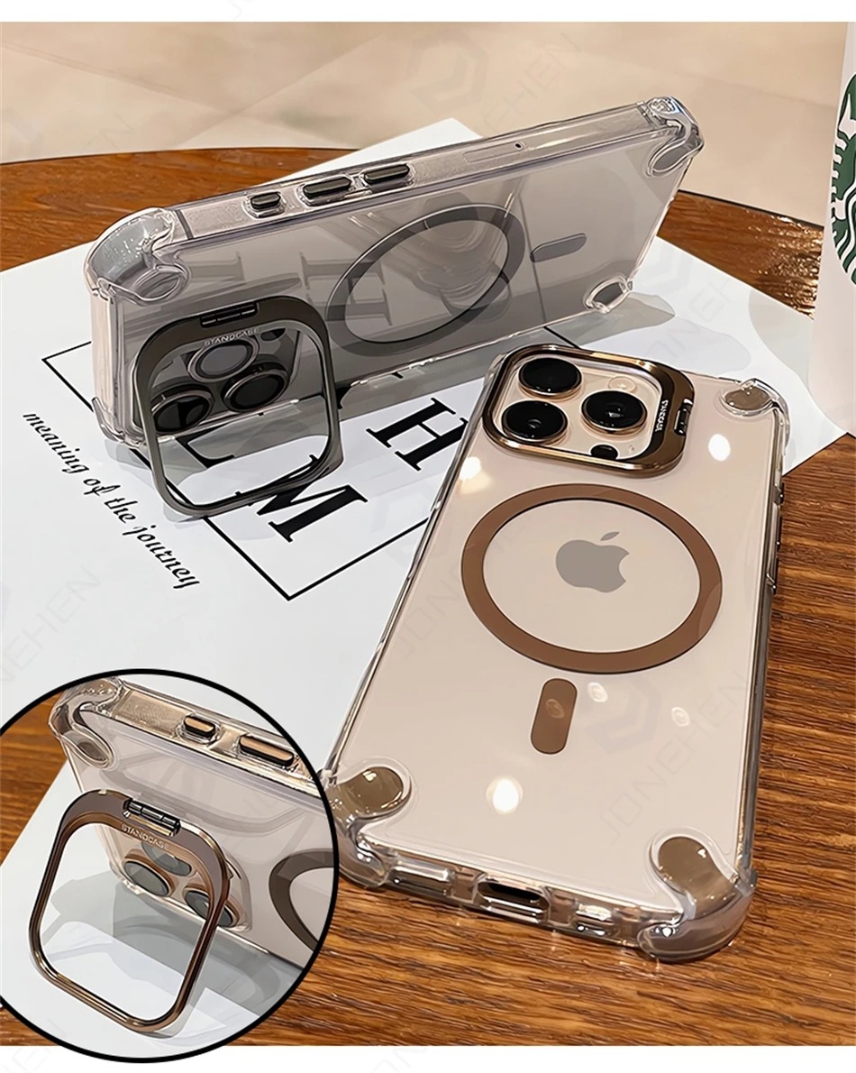 MagSafe Transparent iPhone Case - Luxury Shockproof Cover for iPhone 17/16/15/14/13 Pro Max thumbnail 8