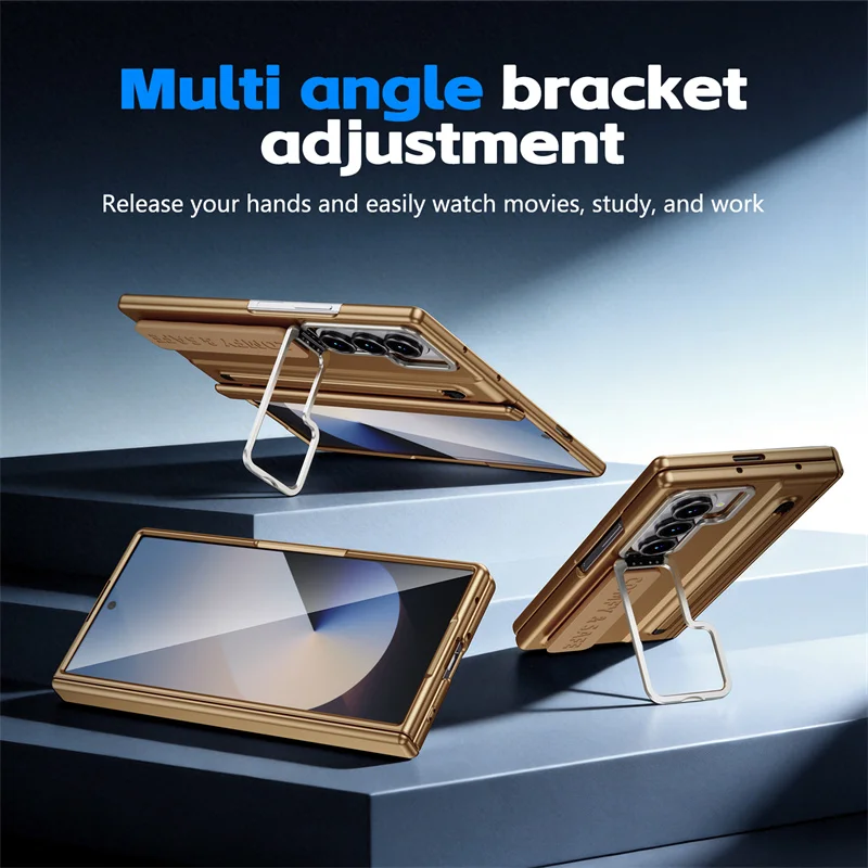 Luxury Lens Holder Glass Screen Phone Case for Samsung Galaxy Z Fold 7 / 6 / 5 / 4 / 3 with Stylus S