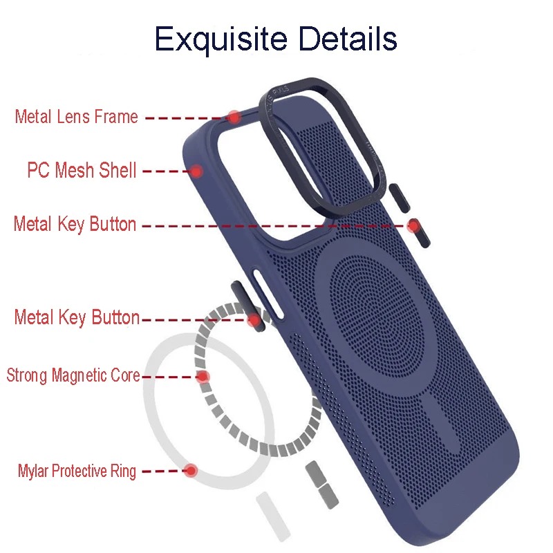 MagSafe Heat Dissipation iPhone Case - Magnetic Metal Frame for iPhone 11-15 Pro Max thumbnail 2