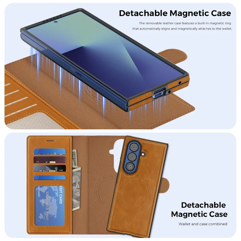 Detachable Magnetic Flip Cover Shockproof Phone Case for Samsung Galaxy Z Fold 7 / 6 / 5 / 4 / 3