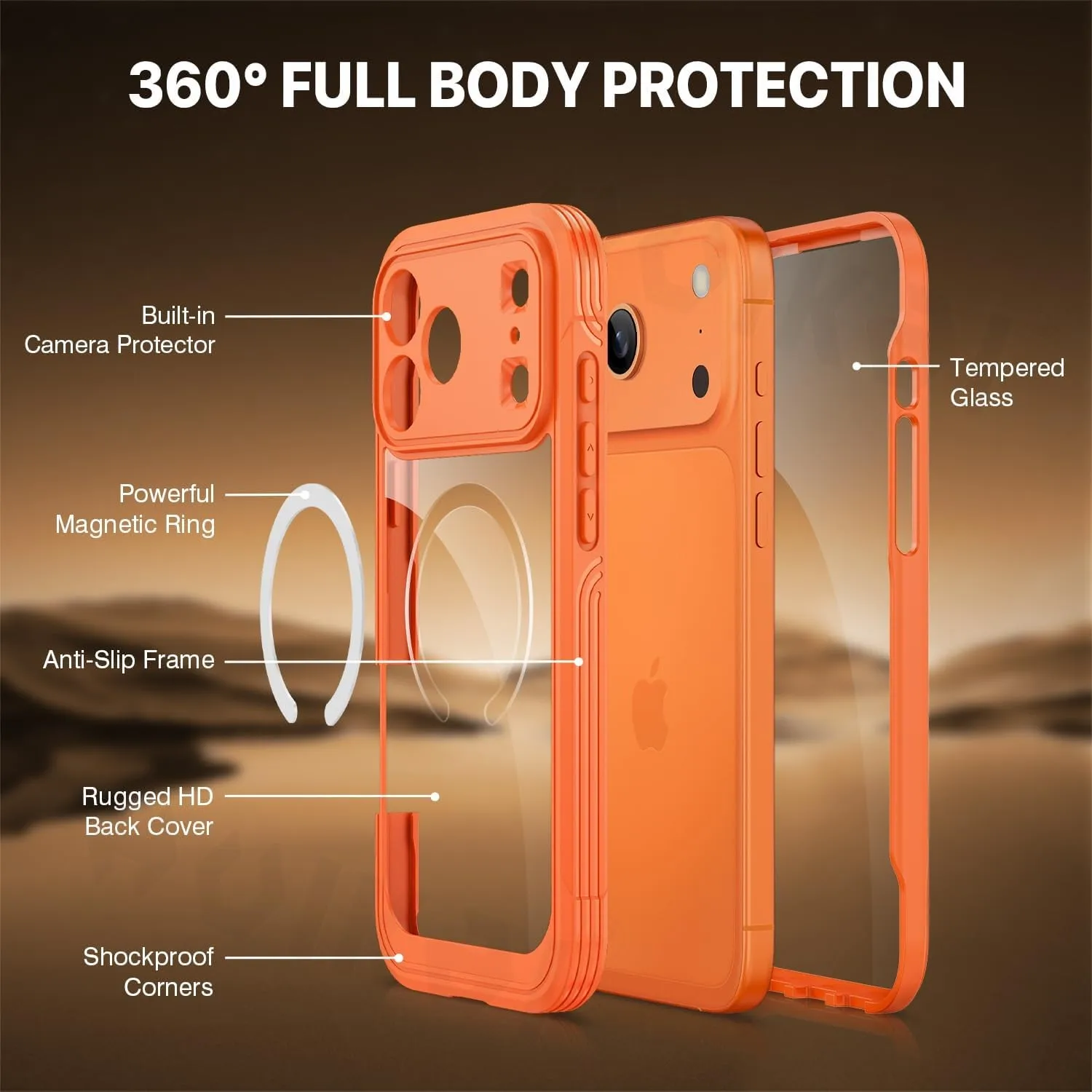 iPhone 17/16/15 Pro Max Magnetic Case - 360° Full Body Protection