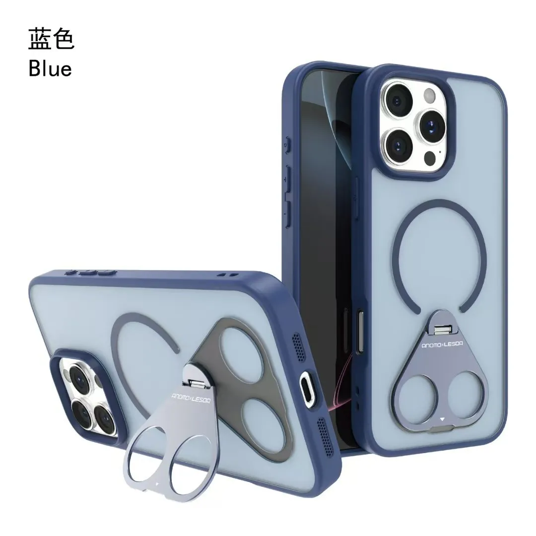 360° Magnetic Ring Stand Phone Case - Matte Soft Touch for iPhone 11-16 Pro Max