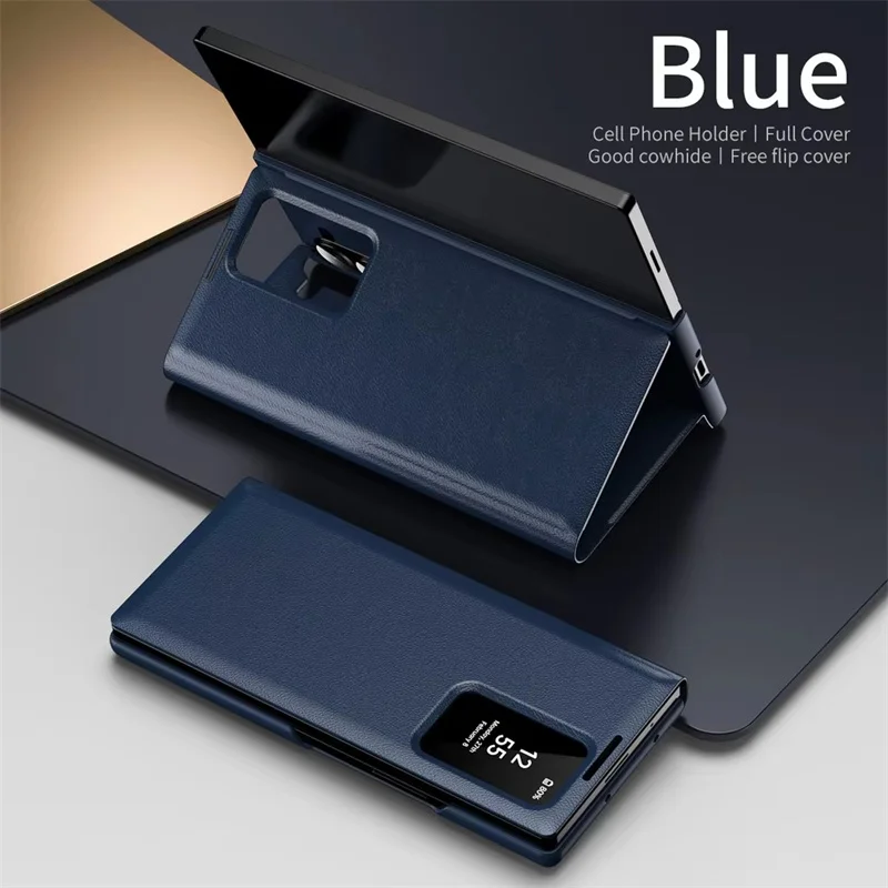 Smart Window PU Leather Phone Case for Samsung Galaxy Z Fold 7 / 6 / 5 / 4 – Trifold Card Holder