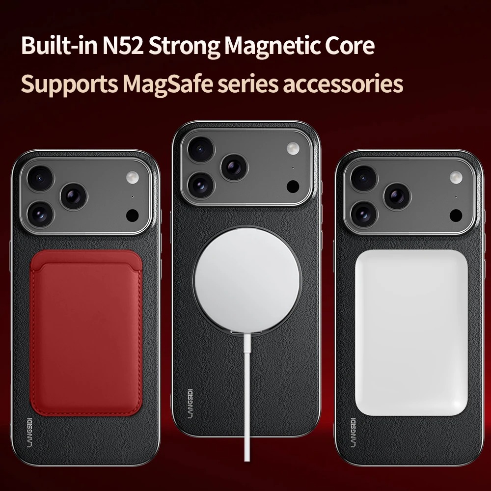 iPhone 17 Pro Max Magnetic Leather Case with MagSafe & Ring Holder thumbnail 7