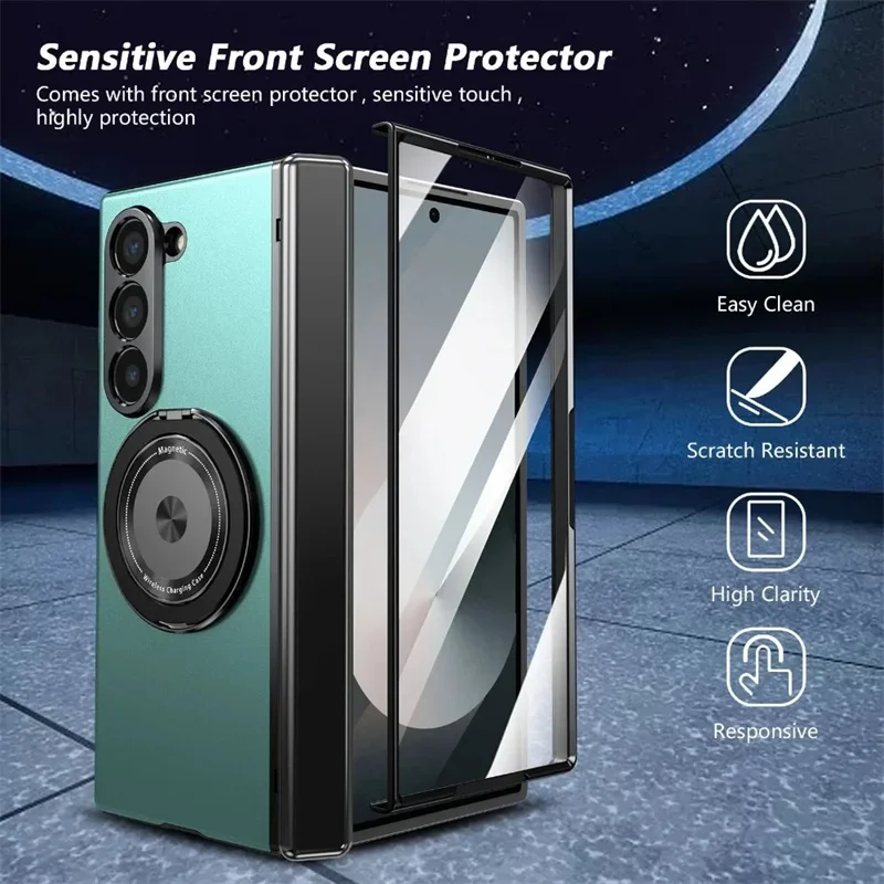 High Quality Glass Film Hinged Anti-Fall Phone Case for Samsung Galaxy Z Fold 7 / 6 / 5 / 4 / 3 360%
