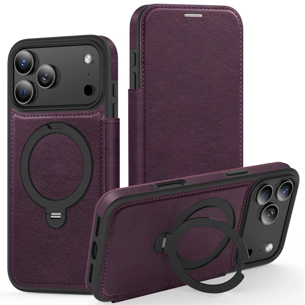 iPhone Leather Wallet Case with Card Slots & Magnetic Stand | Fits 11-17 Pro Max