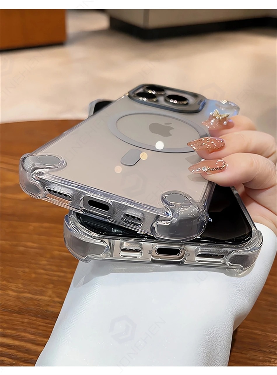 MagSafe Transparent iPhone Case - Luxury Shockproof Cover for iPhone 17/16/15/14/13 Pro Max thumbnail 6
