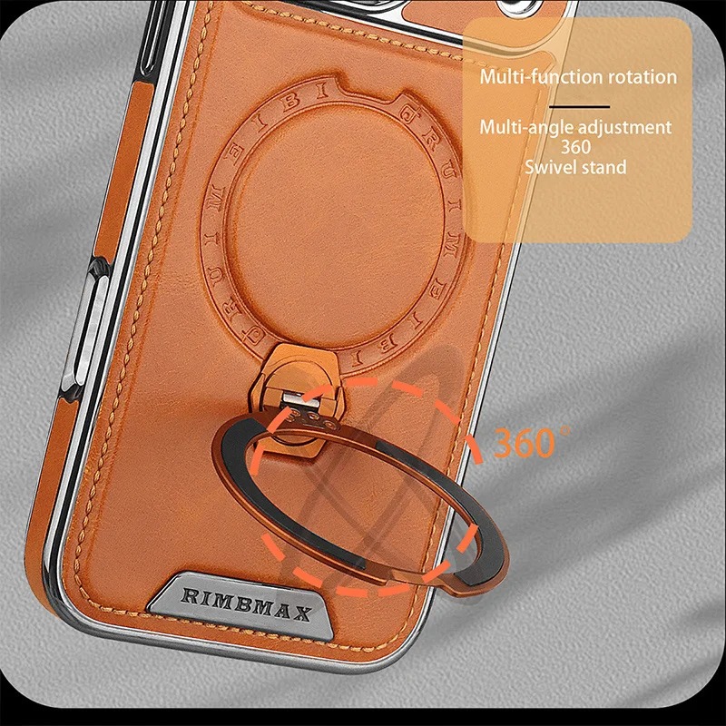 Magnetic Leather iPhone Case with 360° Rotating Stand - 11/12/13/14/15/16 Pro Max thumbnail 3