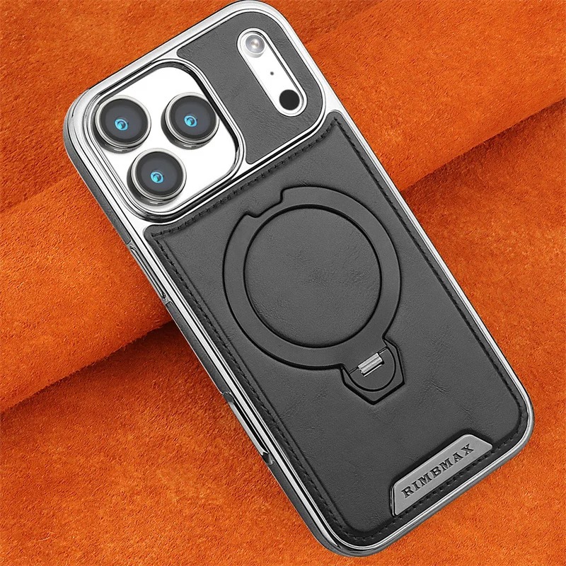 Magnetic Leather iPhone Case with 360° Rotating Stand - 11/12/13/14/15/16 Pro Max thumbnail 4