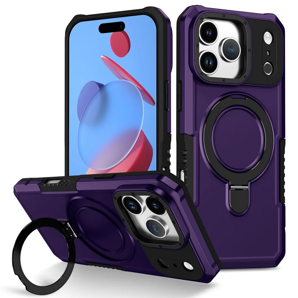 iPhone 17 Pro Max Magnetic Armor Case - Anti-Slip Shockproof Stand Cover