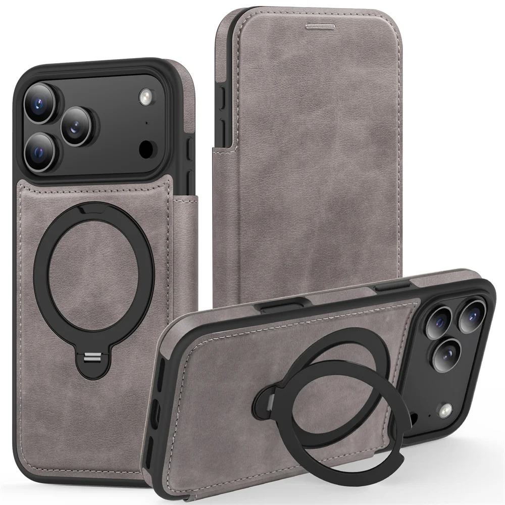 iPhone Leather Wallet Case with Card Slots & Magnetic Stand | Fits 11-17 Pro Max