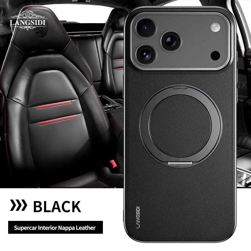 iPhone 17 Pro Max Magnetic Leather Case with MagSafe & Ring Holder thumbnail 2