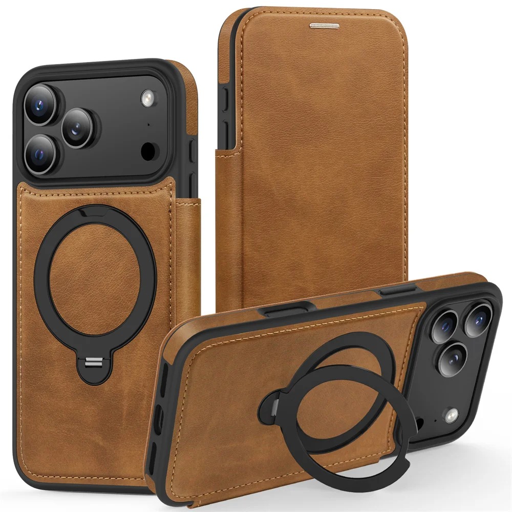 iPhone Leather Wallet Case with Card Slots & Magnetic Stand | Fits 11-17 Pro Max