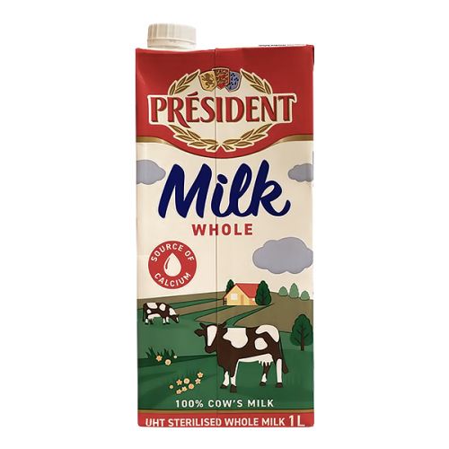 PRESIDENT WHOLE CREAM UHT MILK 1L