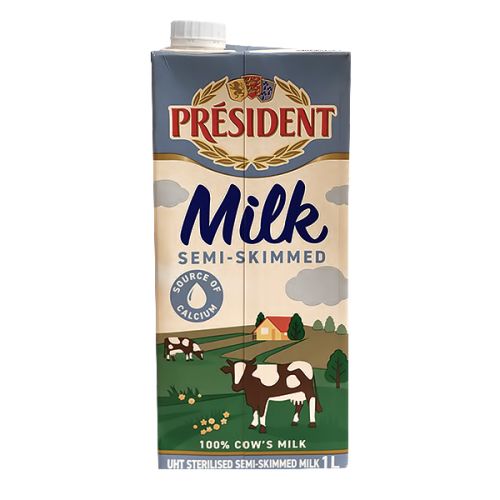 PRESIDENT SEMI-SKIMMED UHT MILK 1L