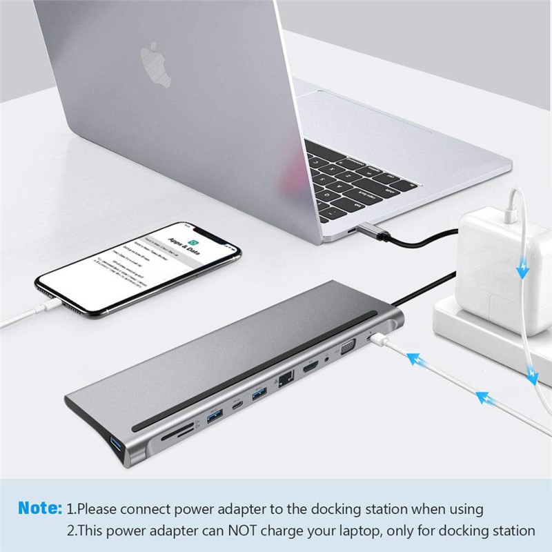 11 in 1 USB Type C HUB to 3.0 USB HDMI VGA RJ45 USB HUB For MacBook Pro HUAWEI HP USB Splitter Multi 11 Ports Type C HUB
