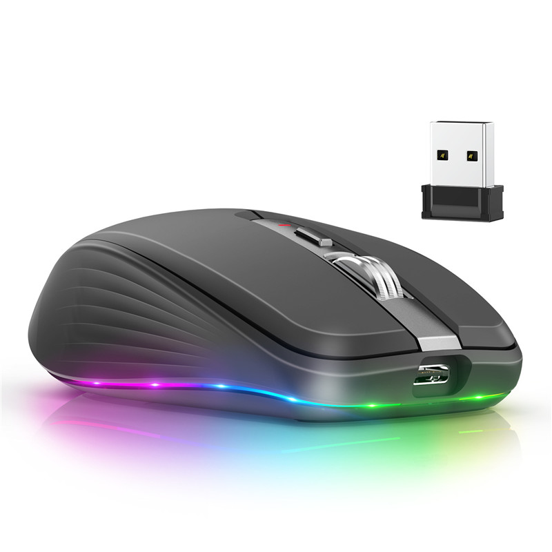 2.4G+BT5.1 Dual-mode Wireless Mouse Computer Gaming Mice Ergonomic Design 2400 DPI Mute RGB Gaming Mouse for Laptop Computer