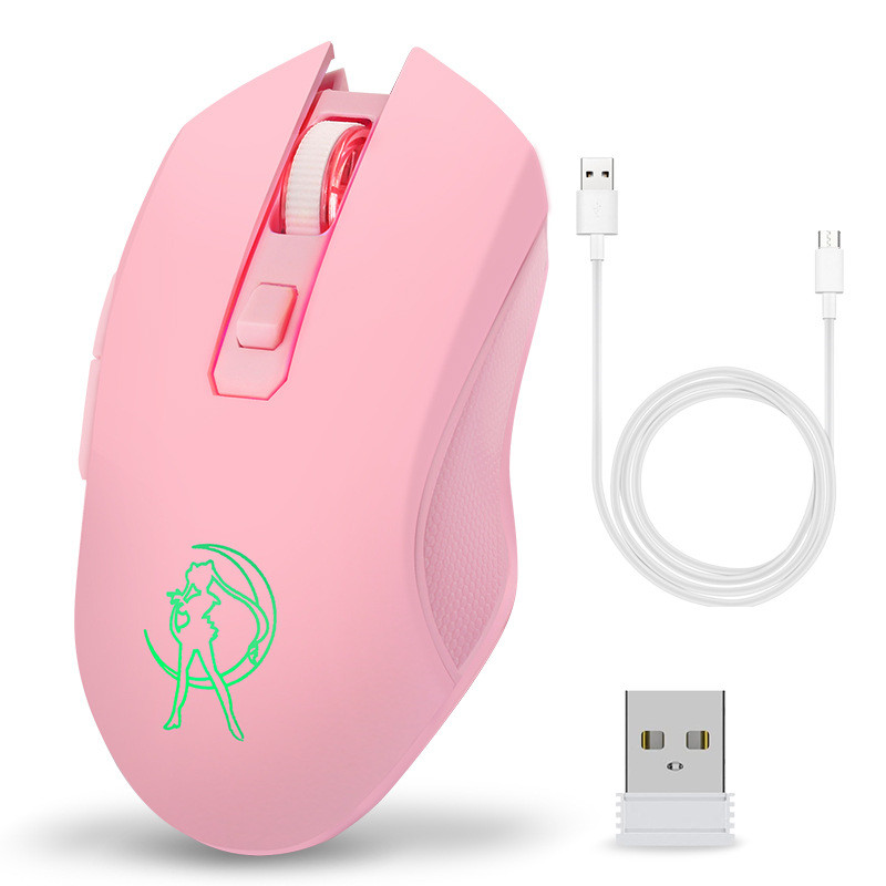 2.4G Pink Girl Wireless Mice Portable Optical Gaming Mouse 1600DPI Silent Computer Mouse for Business Office Home School Gift