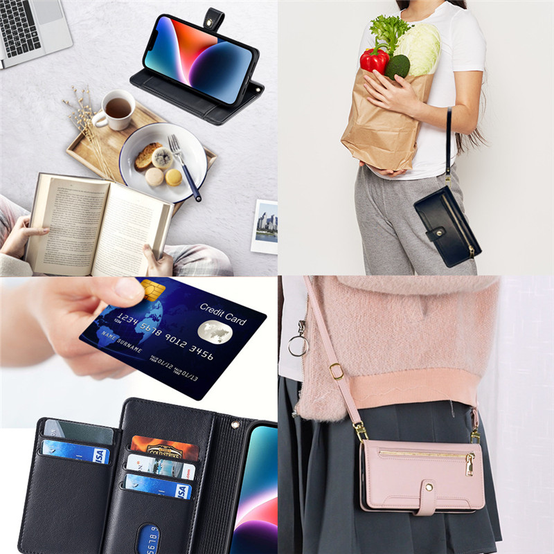 Leather Wallet Phone Case For iPhone 14 13 12 11 Pro Max XS Max XR 8/7//6/6S Plus Flip Card Slot Phone Case Cover