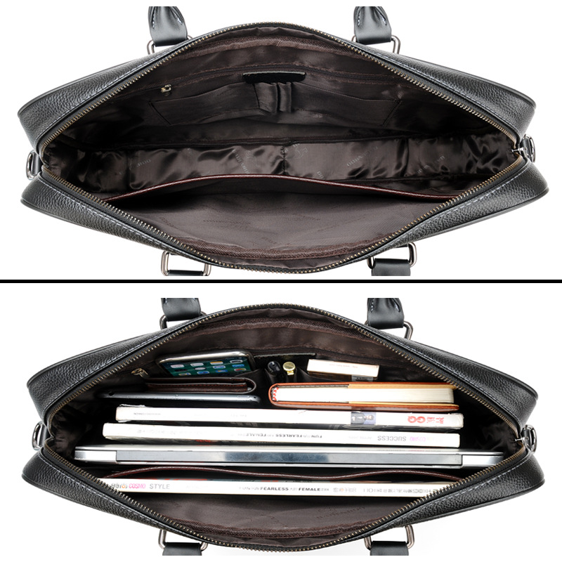 Business Large Capacity Men's Briefcase Luxury Leather Laptop Tote Bag Office Male Shoulder Messenger Bag Fashion Man Handbag