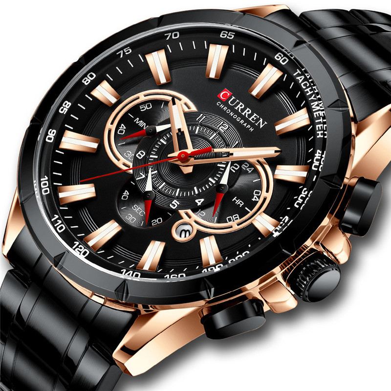 CURREN Wristwatch Men Waterproof Chronograph Quartz Watch Stainless Steel Male Clock Top Brand Luxury Man Sport Watches