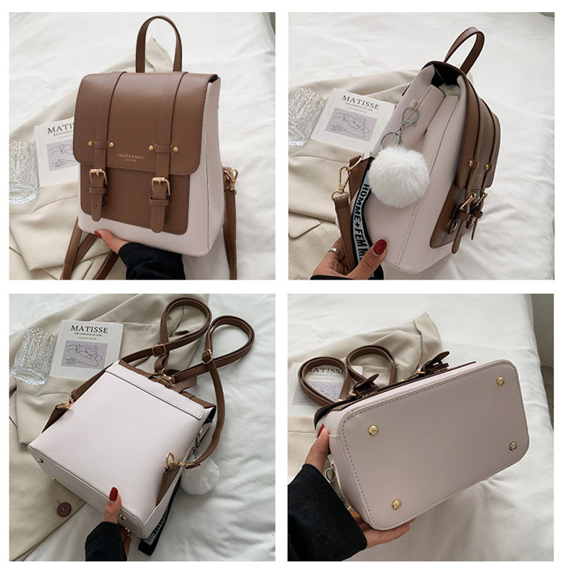 Fashion Women Backpack PU Leather School Backpack Bags for Teenager Girl New Designer Hand Shoulder Bag Large Capacity Schoolbag