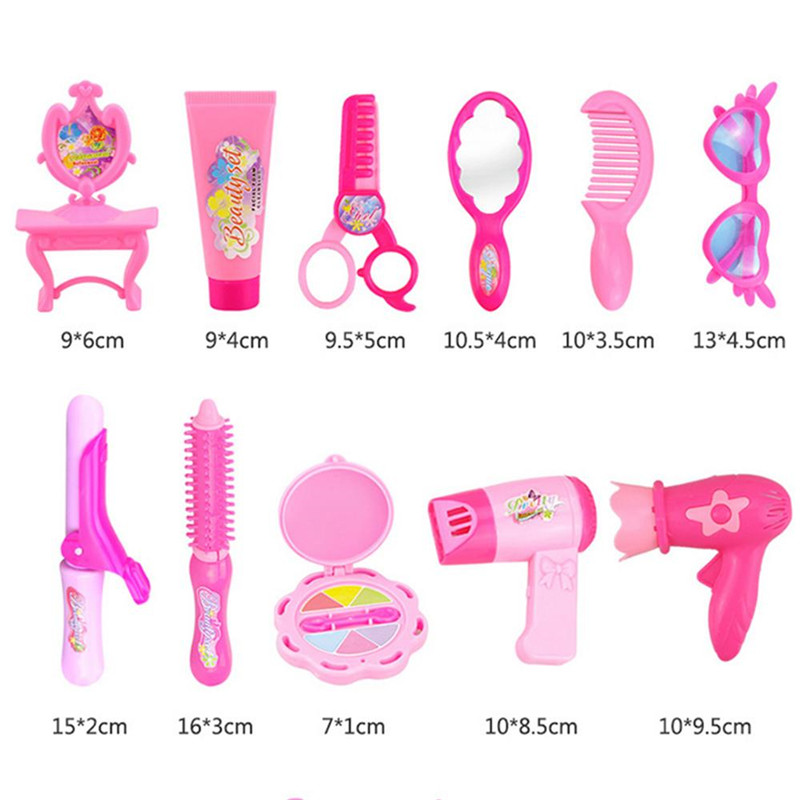 24pcs Pretend Play Kids Makeup Toy Beauty Handle Box Children Cosmetic Set Hairdressing Simulation Set Dressing Up Toys For Girl