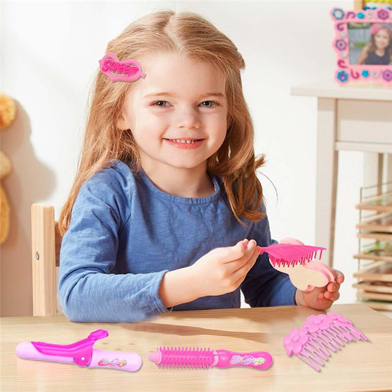 24pcs Pretend Play Kids Makeup Toy Beauty Handle Box Children Cosmetic Set Hairdressing Simulation Set Dressing Up Toys For Girl