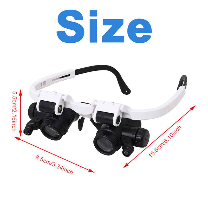Head Mounted Glasses Magnifier With LED Light Magnifying Glass led lupa For Watchmaker Jewelry Optical Len Glass Magnifier Loupe