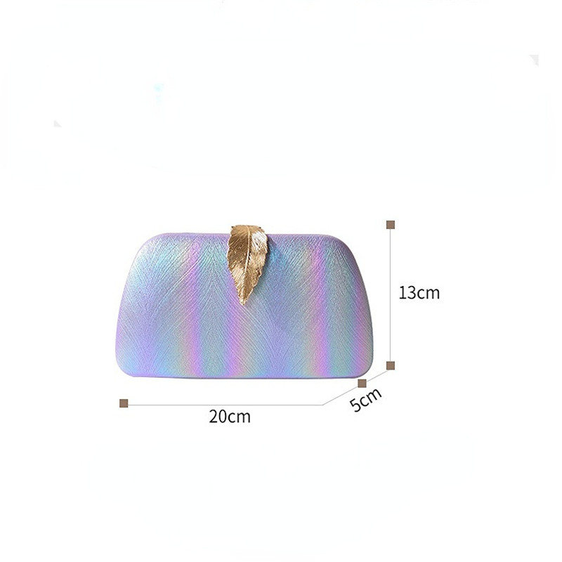 Women's Luxury Designer Handbag Wedding Clutch Bag PU Ladies Evening Bag Metal Leaf Lock Party Purse Women Shoulder Bag