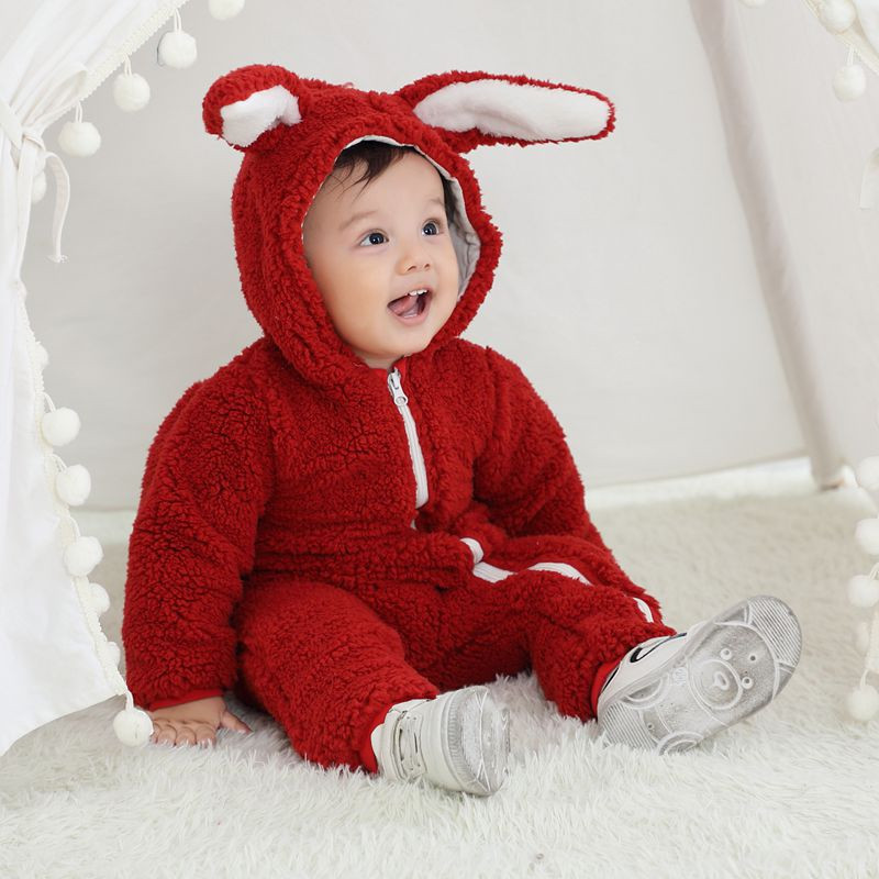 Winter Baby Boy Rompers Infant Clothes Zipper Hooded Warm Fleece Jumpsuits for Babies Boy Overalls Pajamas Newborn Baby Onesies