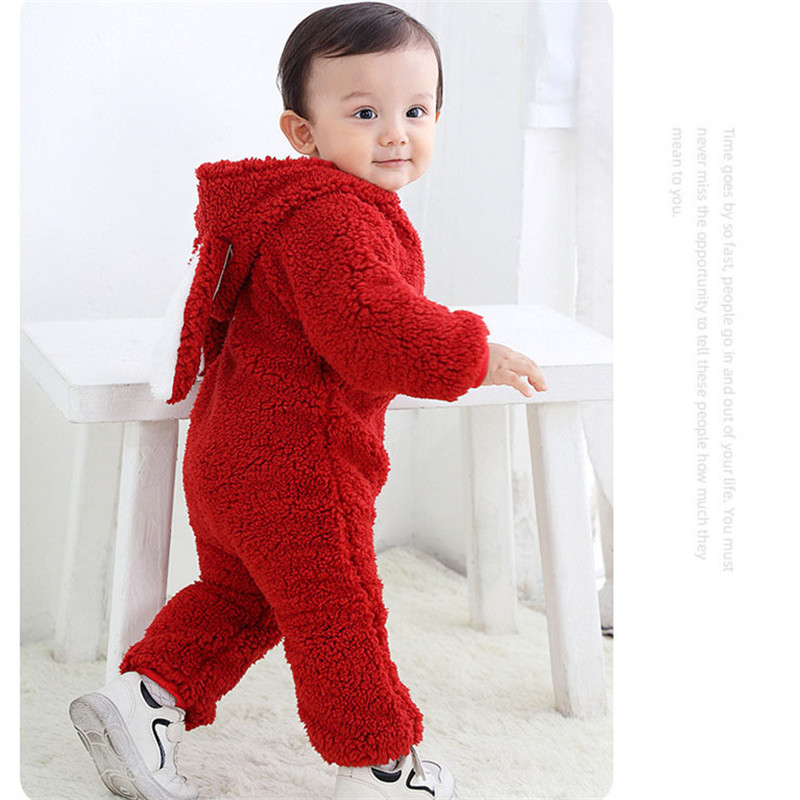 Winter Baby Boy Rompers Infant Clothes Zipper Hooded Warm Fleece Jumpsuits for Babies Boy Overalls Pajamas Newborn Baby Onesies