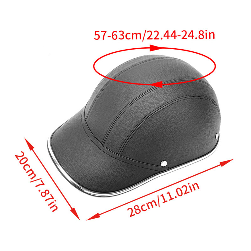 Motorcycle Baseball Cap Helmets Motocross Electric Bike Leather Cycling Safety Helmet with Adjustable Strap for Adult Men Women