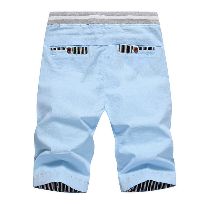 Men's Shorts Summer Casual Cotton Pants Fashion Style Boardshort Bermuda Male Drawstring Elastic Waist Breeches Beach Shorts