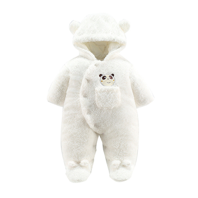 Cartoon Cute Plush Panda Baby Romper Infant Overall Jumpsuit Spring Autumn Hooded Baby Rompers 0-12 Months Newborn Clothes