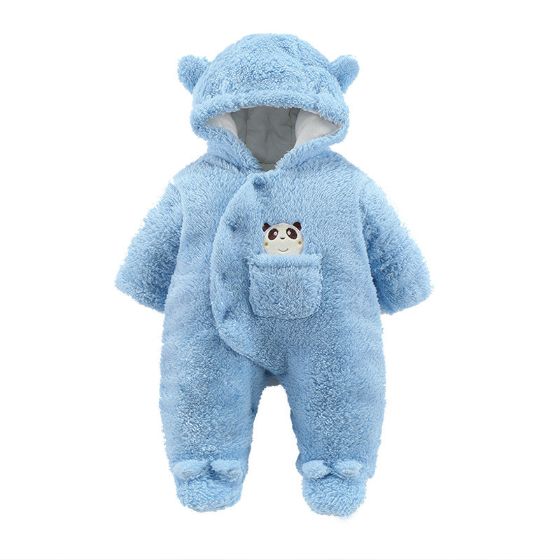 Cartoon Cute Plush Panda Baby Romper Infant Overall Jumpsuit Spring Autumn Hooded Baby Rompers 0-12 Months Newborn Clothes