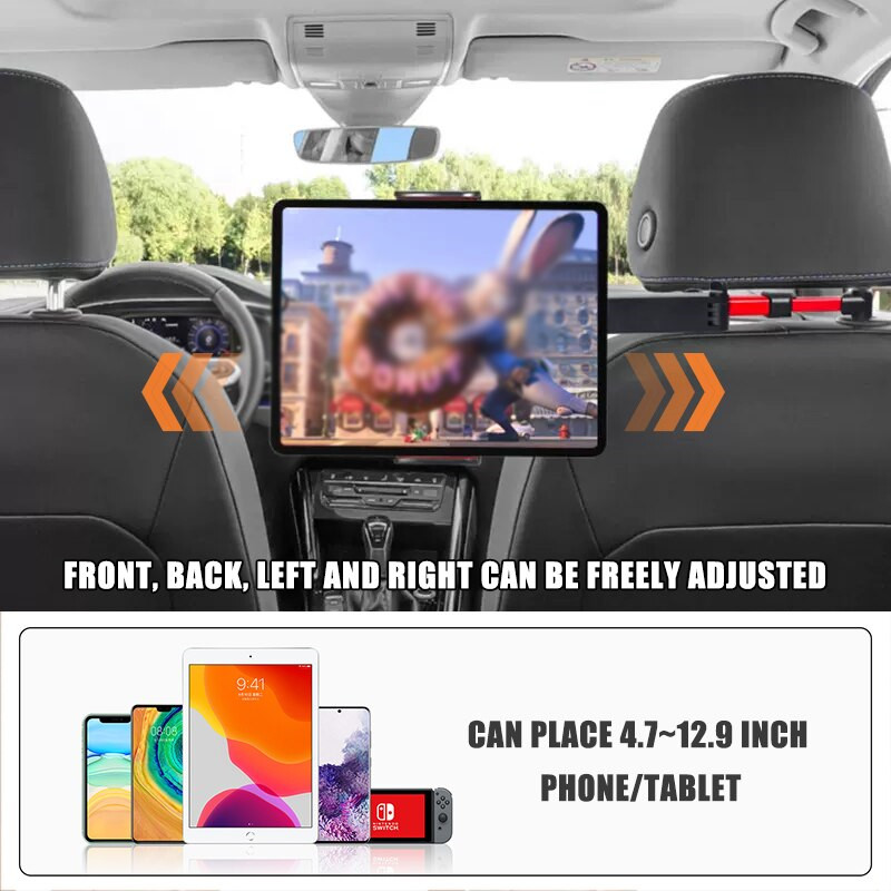 Telescopic Car Back Seat Headrest Phone Holder Stretchable Tablet Stand Rear Pillow Adjustment Bracket for 4-13 Inch iPad