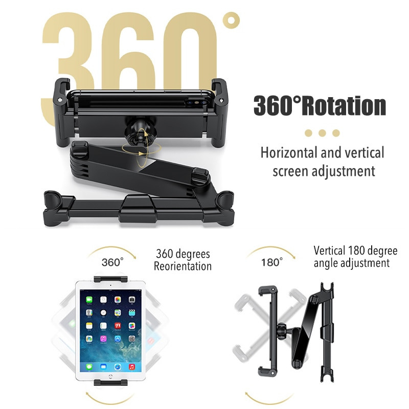 Telescopic Car Back Seat Headrest Phone Holder Stretchable Tablet Stand Rear Pillow Adjustment Bracket for 4-13 Inch iPad