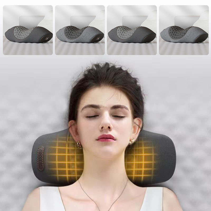 Electric Massager Cervical Pillow Hot Compress Vibration Massage Pillow Neck Relax Sleeping Memory Foam Pillows Spine Support